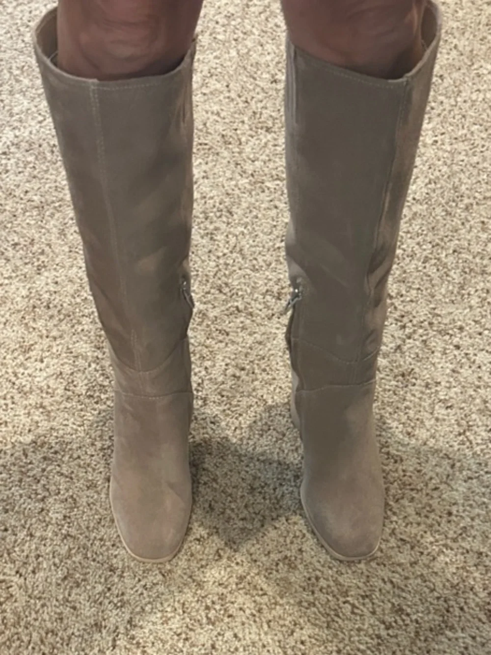 Dolce Vita Taupe Knee-High Suede Block Heel Boots